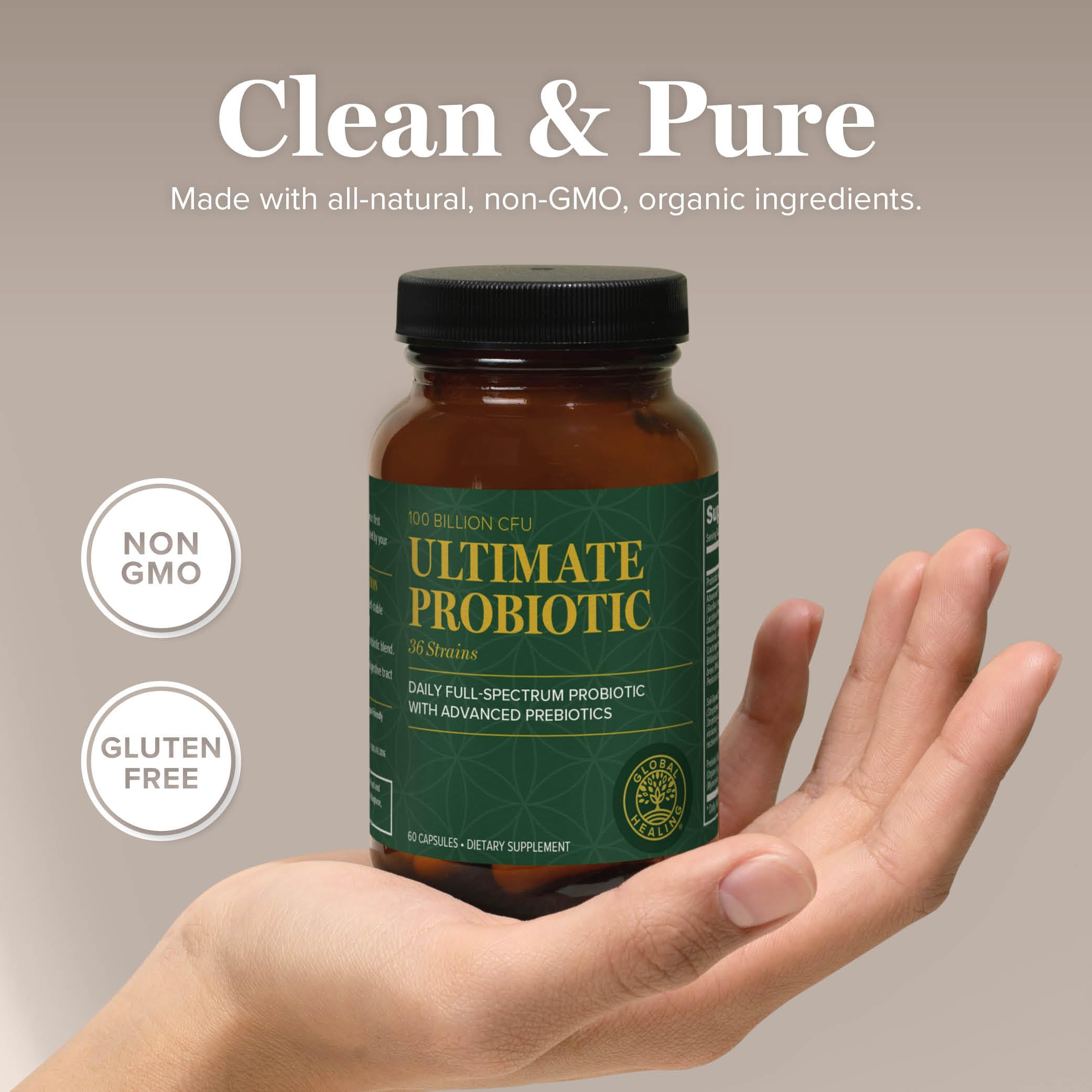 Global Healing Center etiqueta de ingredientes con información clara y confiable