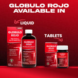Globulo Rojo lista de ingredientes en la etiqueta, muestra transparencia