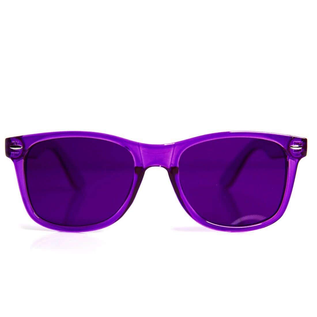 GloFX gafas violeta frontal mostrando diseño y estilo