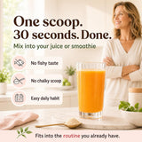 GLORIOUS DAILY polvo mezclado en un batido saludable para absorción rápida