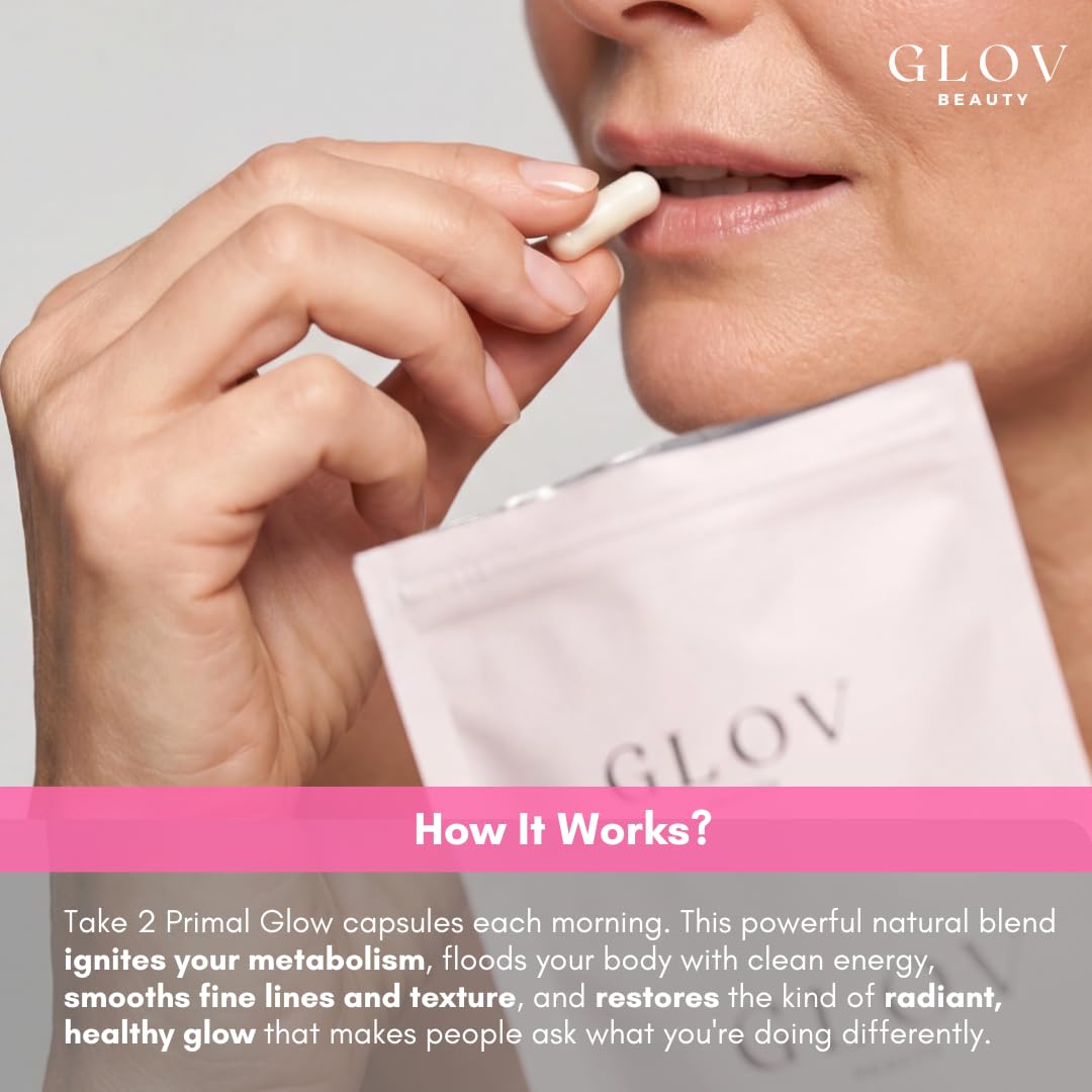 Glov Beauty cápsula junto a moneda para comparar tamaño, fácil de tragar