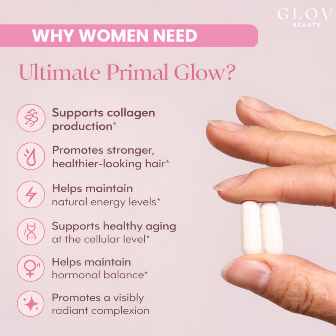 Glov Beauty etiqueta con información nutricional y lista de órganos, transparencia
