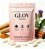 Glov Nutrition frasco frontal mostrando 120 cápsulas y presentación clara