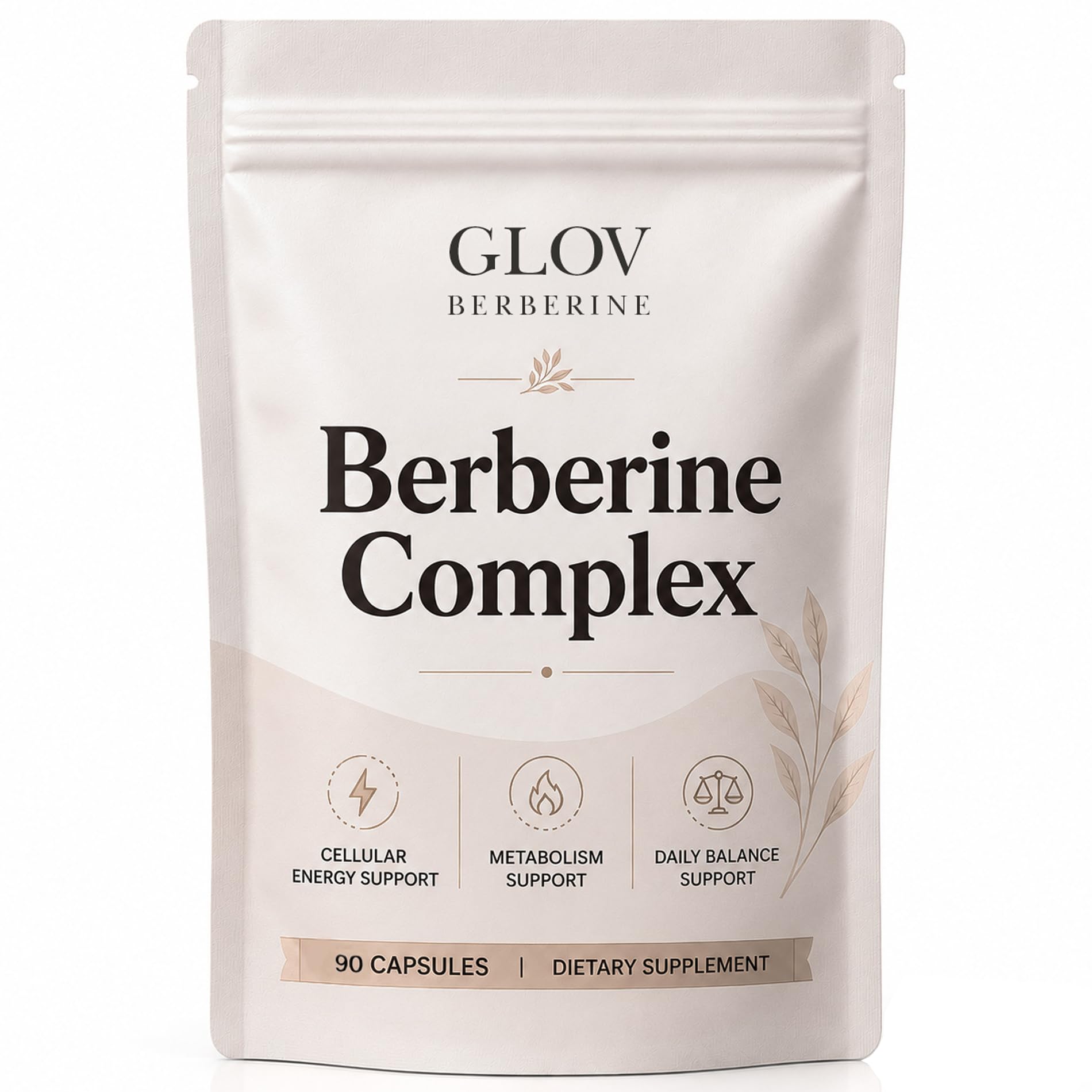glov berberine vista frontal del envase con beneficios de conveniencia