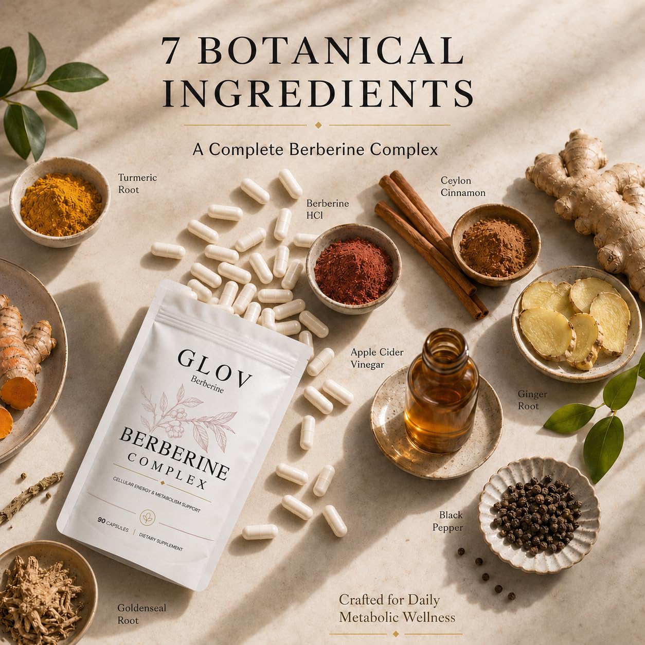 glov berberine polvo e ingredientes naturales que ilustra calidad botánica