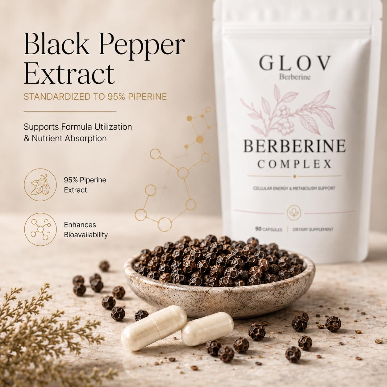 glov berberine cápsulas junto a desayuno para integrar en rutina diaria