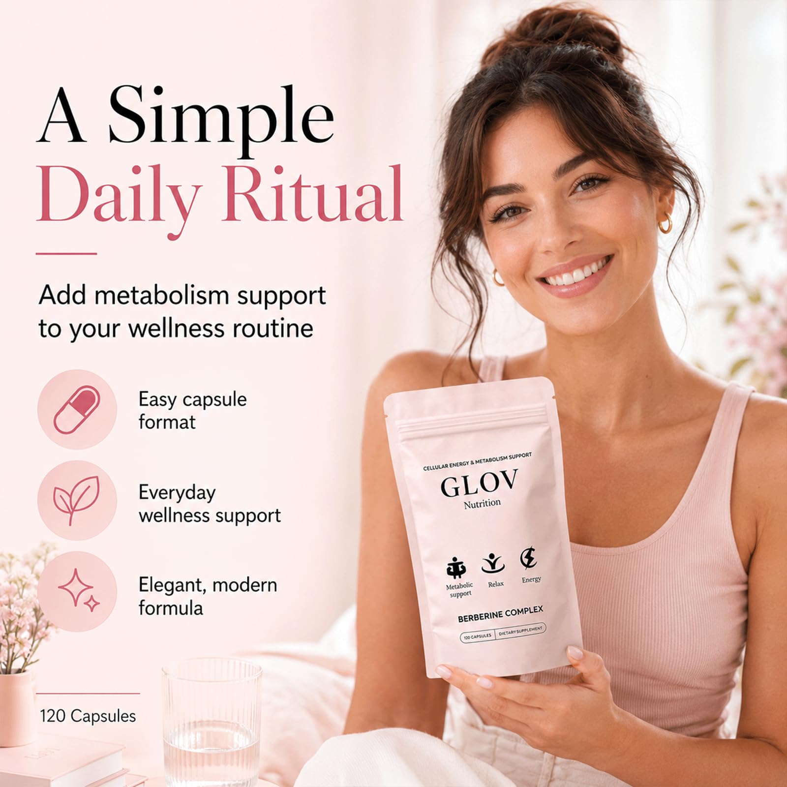 etiqueta frontal de Glov Organic con lista de ingredientes clara y beneficios