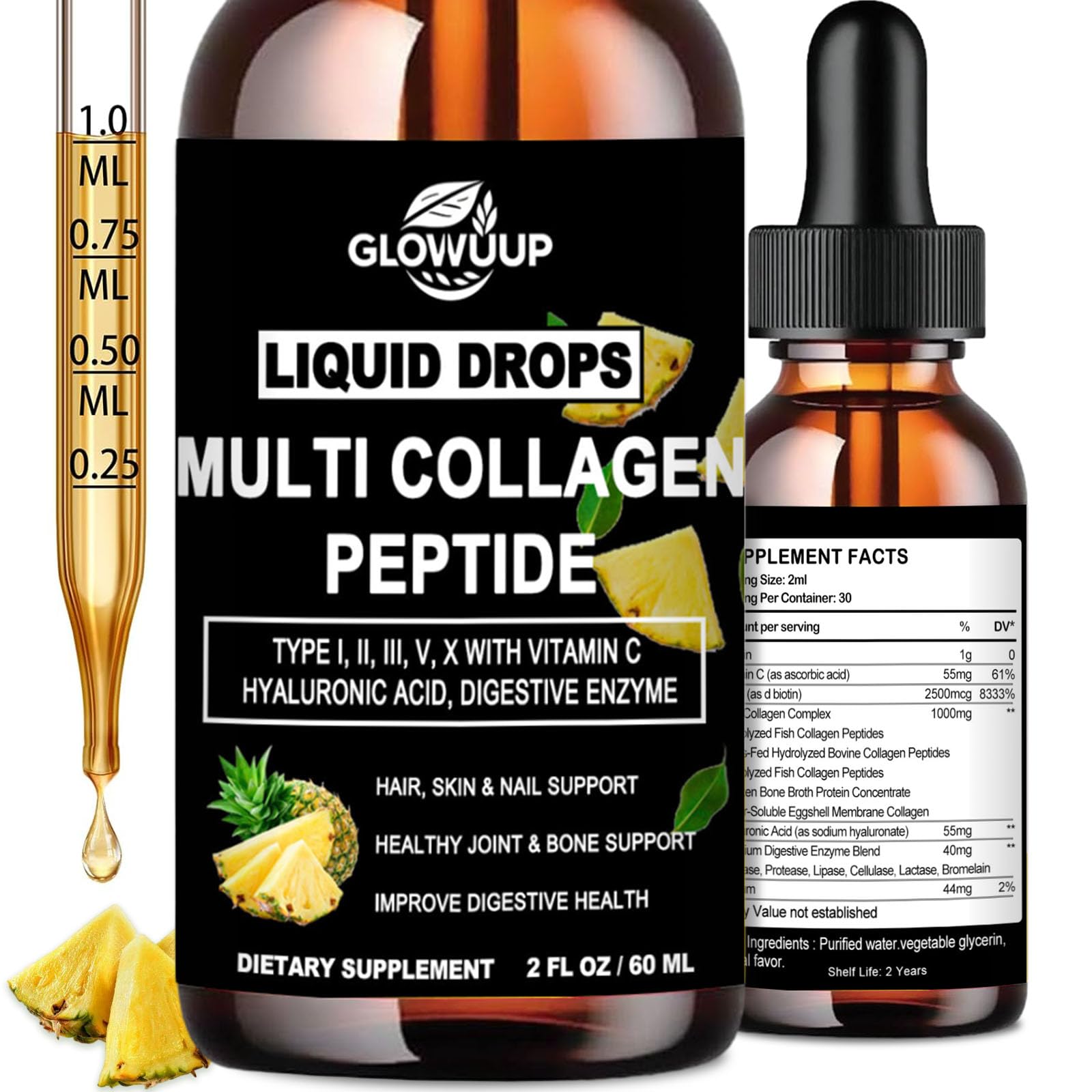 GLOVVUUP frasco frente mostrando etiqueta y tamaño práctico