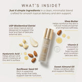Glow Natural Wellness mano aplicando una pequeña cantidad para hidratación externa