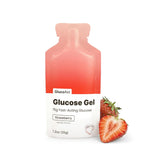 GlucoAid paquete frontal 20 sobres fresa, práctico para llevar