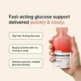 GlucoAid close-up del sobre y textura del gel, fácil de exprimir