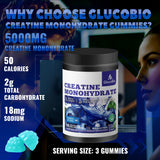 GlucoBio etiqueta nutricional destacando 5g creatina por servicio