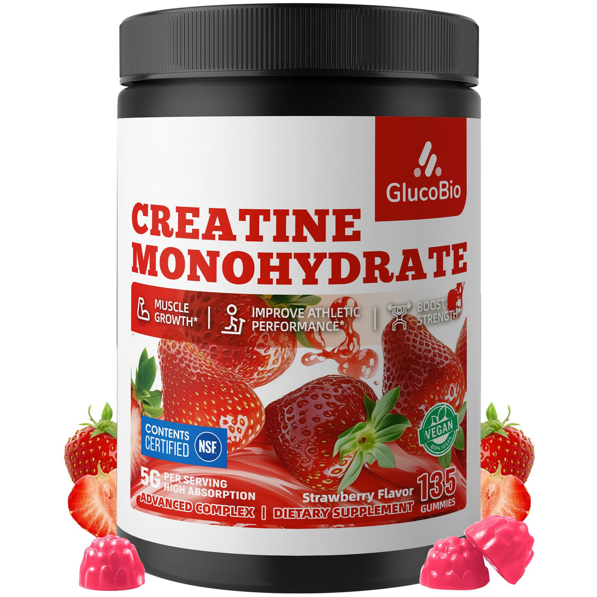 GlucoBio gominolas frontal mostrando envase y beneficio conveniencia