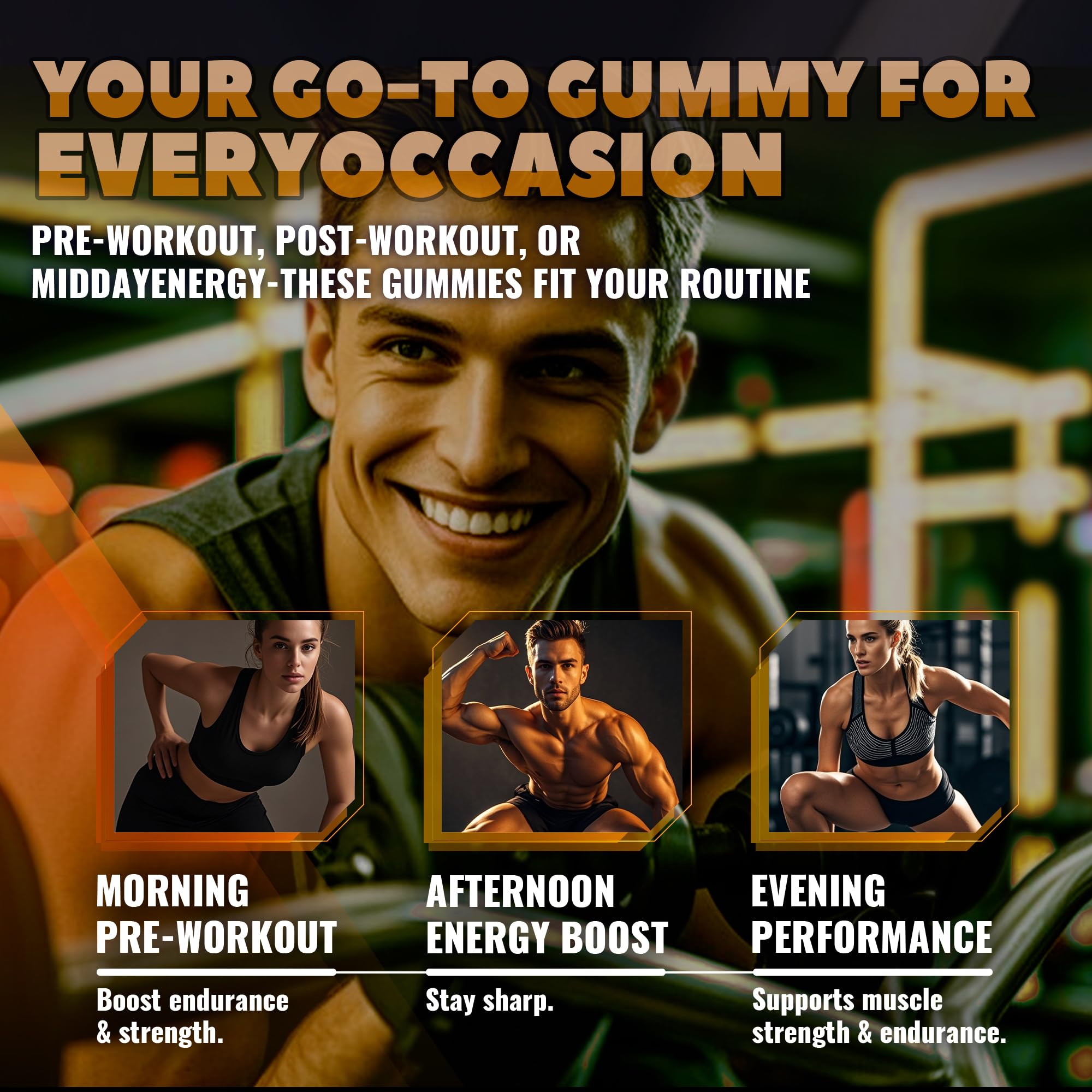 GlucoBio gomitas junto a accesorios de gimnasio, ideal para deportistas