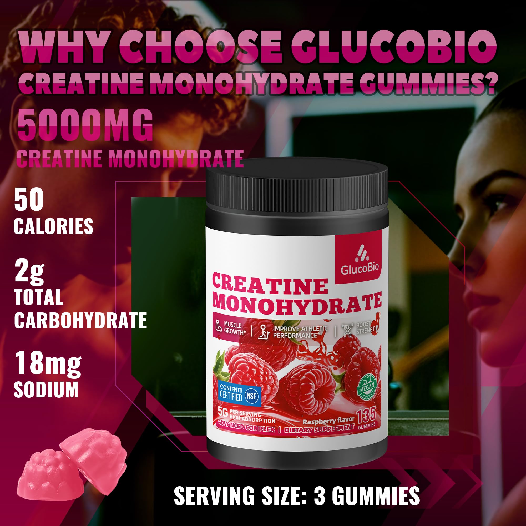 GlucoBio gomitas frambuesa con electrolitos, sabor apetecible y reposición