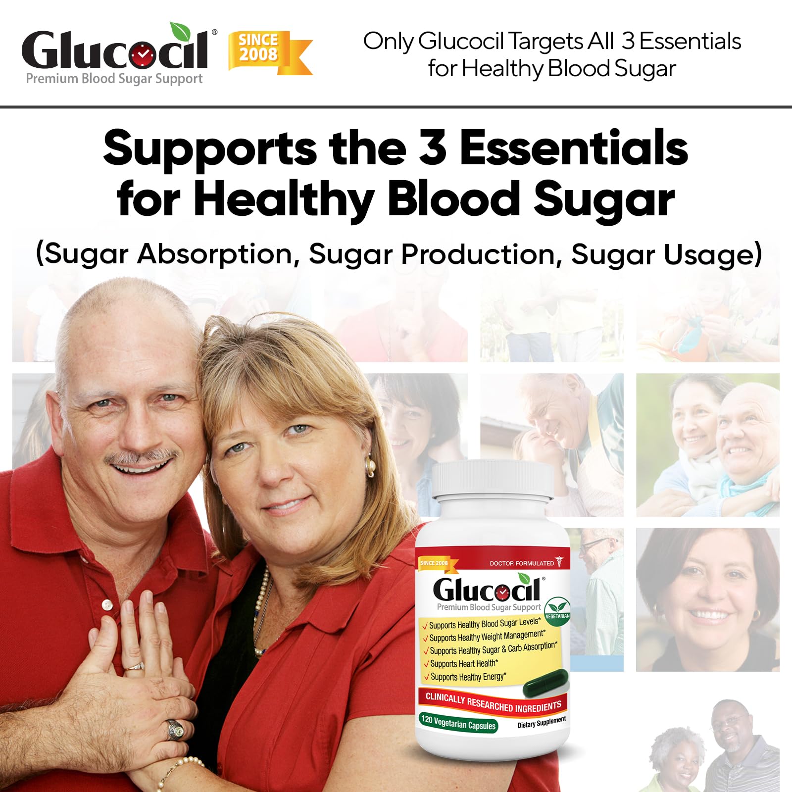 Glucocil cápsulas detalle de textura y recubrimiento, fácil de tragar