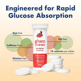 Glucology primer plano de textura masticable mostrando beneficio de rápida absorción