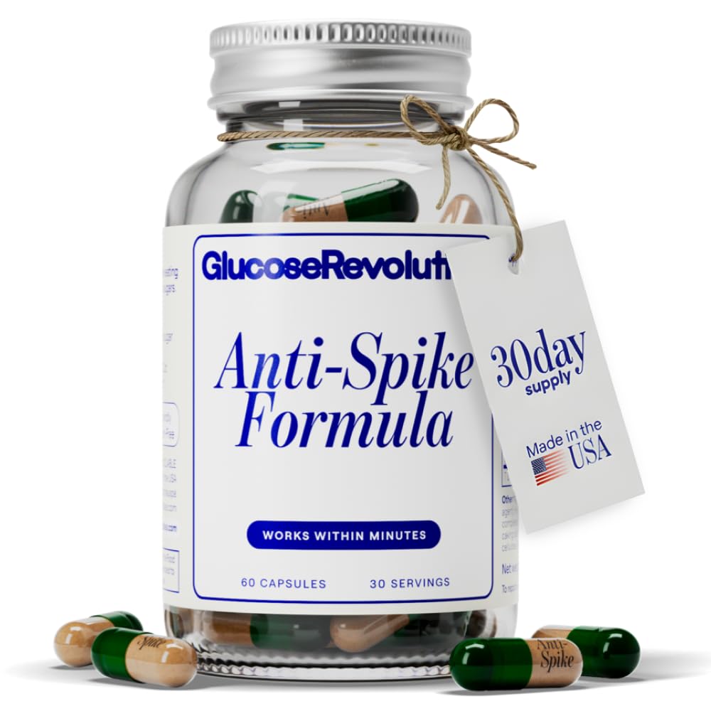 Glucose Revolution frasco frontal mostrando envase y beneficio de energía equilibrada