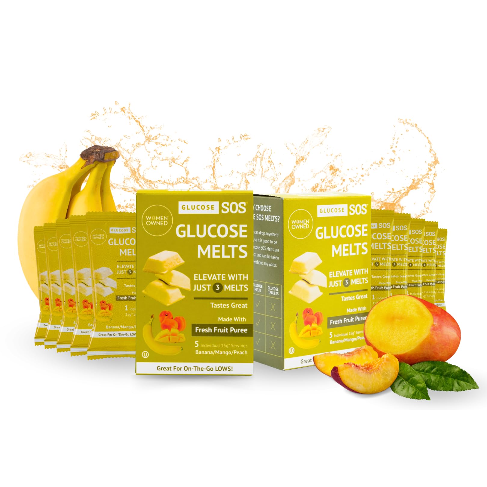 Glucose SOS frente del paquete mostrando diseño y conveniencia
