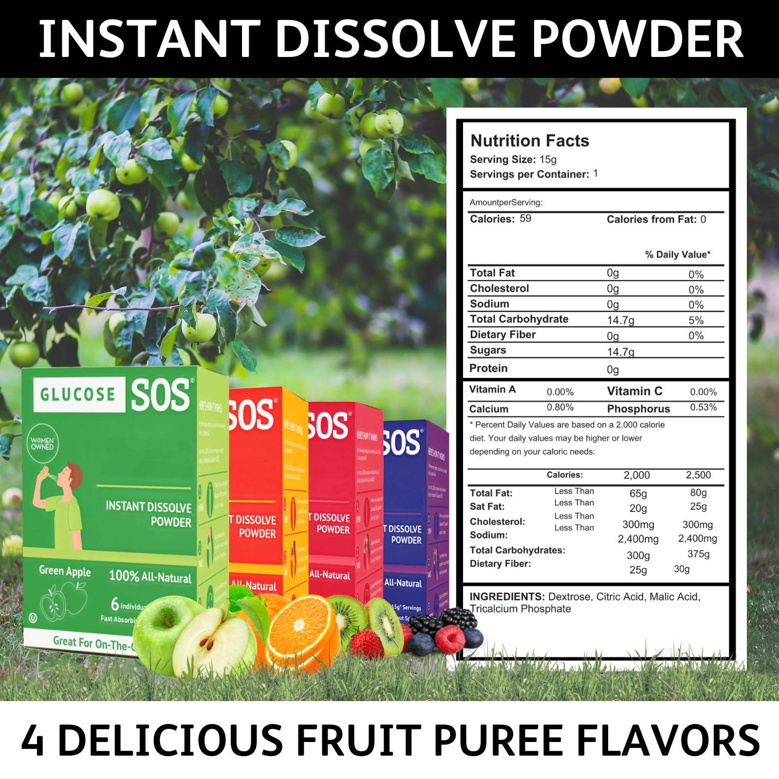 Glucose SOS etiqueta de ingredientes limpia y sin aditivos