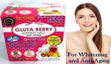 Etiqueta de Gluta Berry con lista de ingredientes y ventaja informativa
