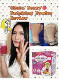 Polvo de Gluta Berry en primer plano mostrando textura y mezcla soluble