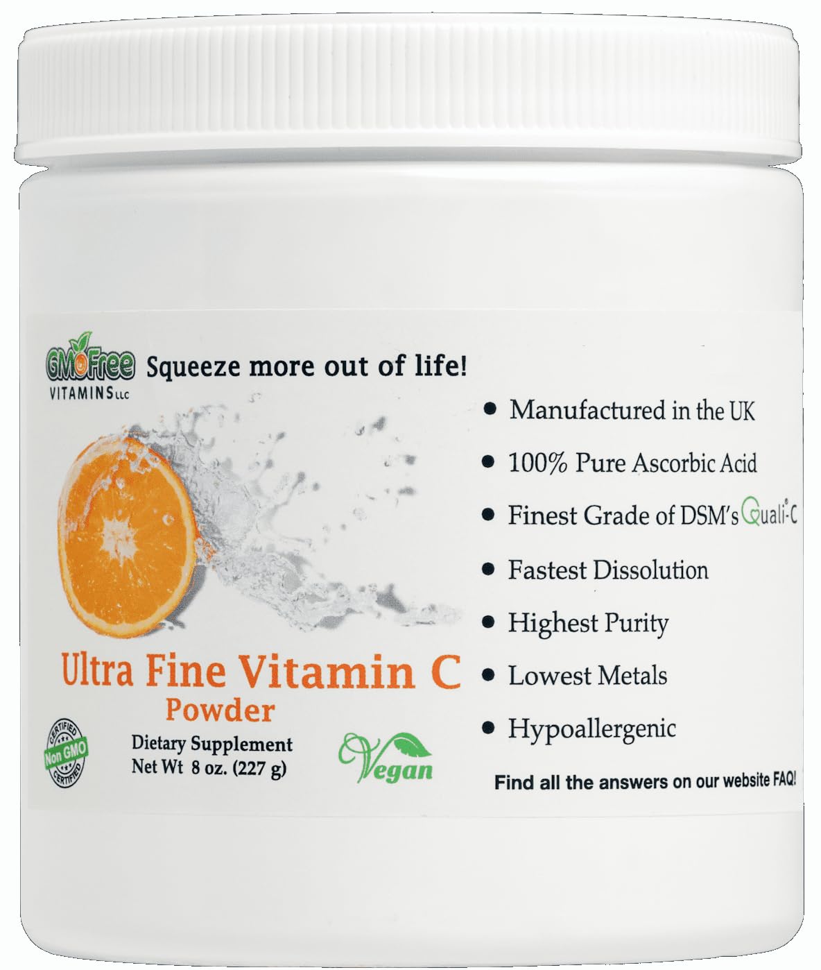 GMOFreeVitamins envase frontal mostrando etiqueta y beneficios