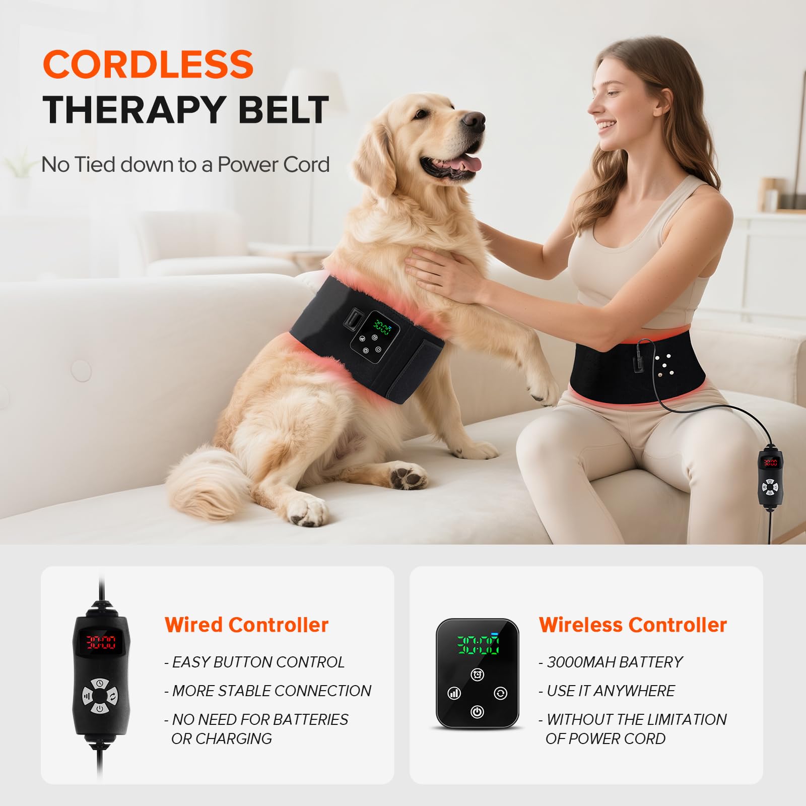 GMOWNW batería de 3000mAh y control remoto mostrando conexión dual