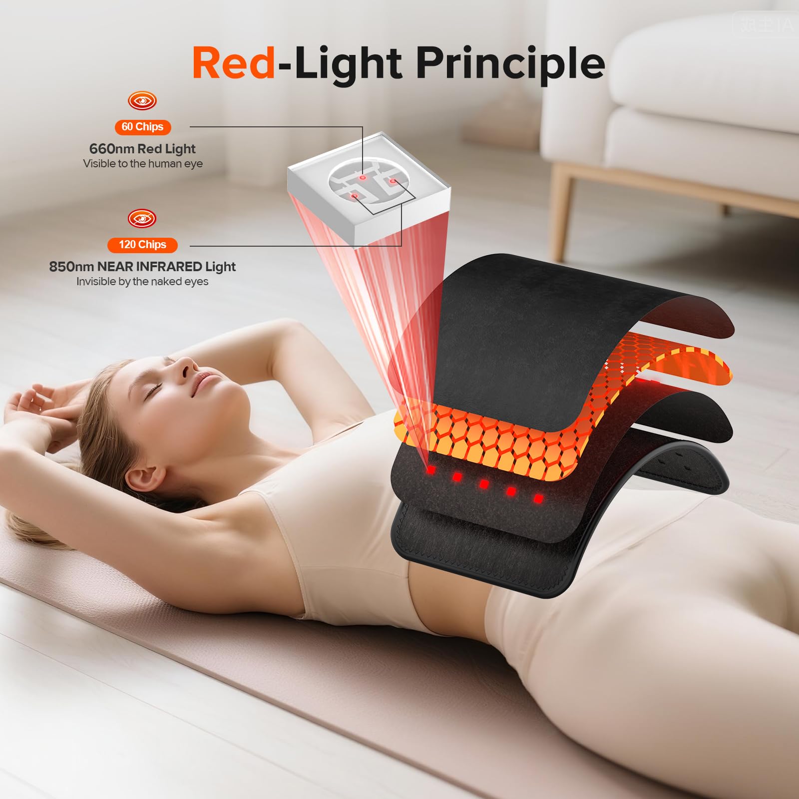 GMOWNW detalle de LEDs 660nm y 850nm destacando cobertura uniforme
