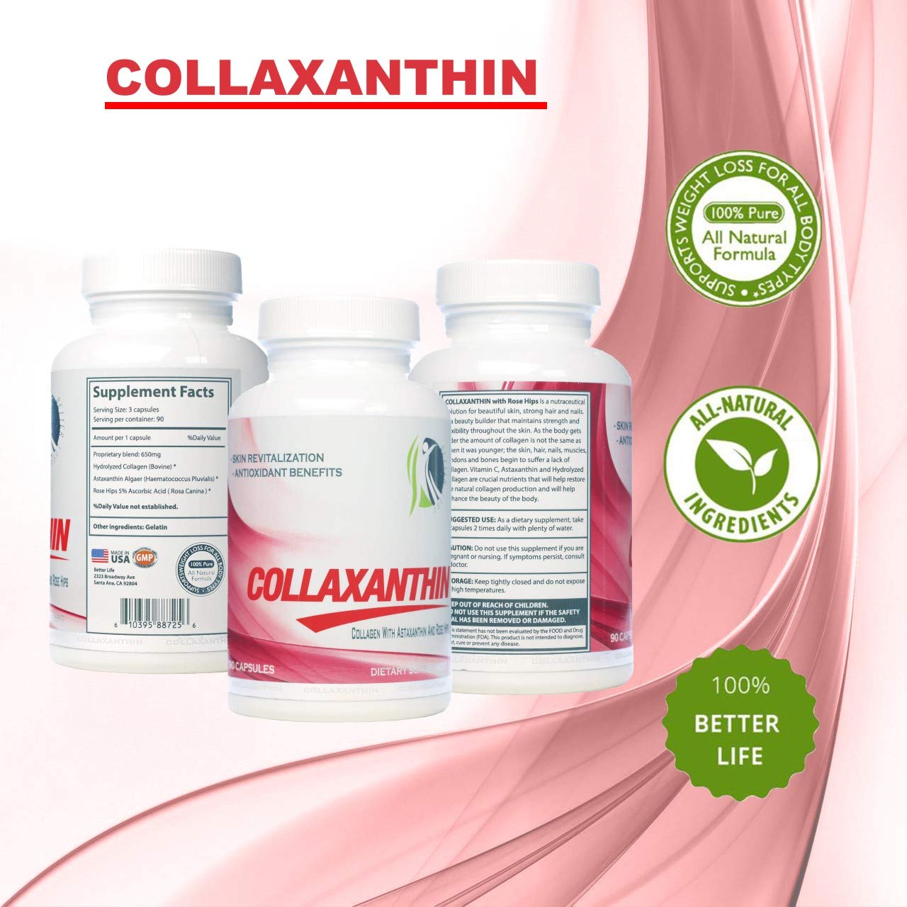 GMP COLLAXANTHIN en entorno de baño para rutina diaria estética