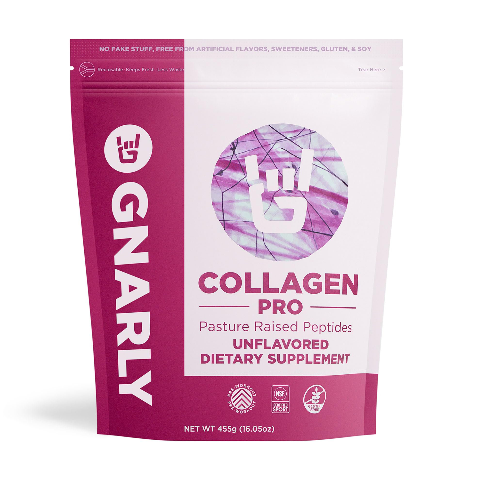 Gnarly Nutrition envase frontal mostrando beneficio de proteína limpia