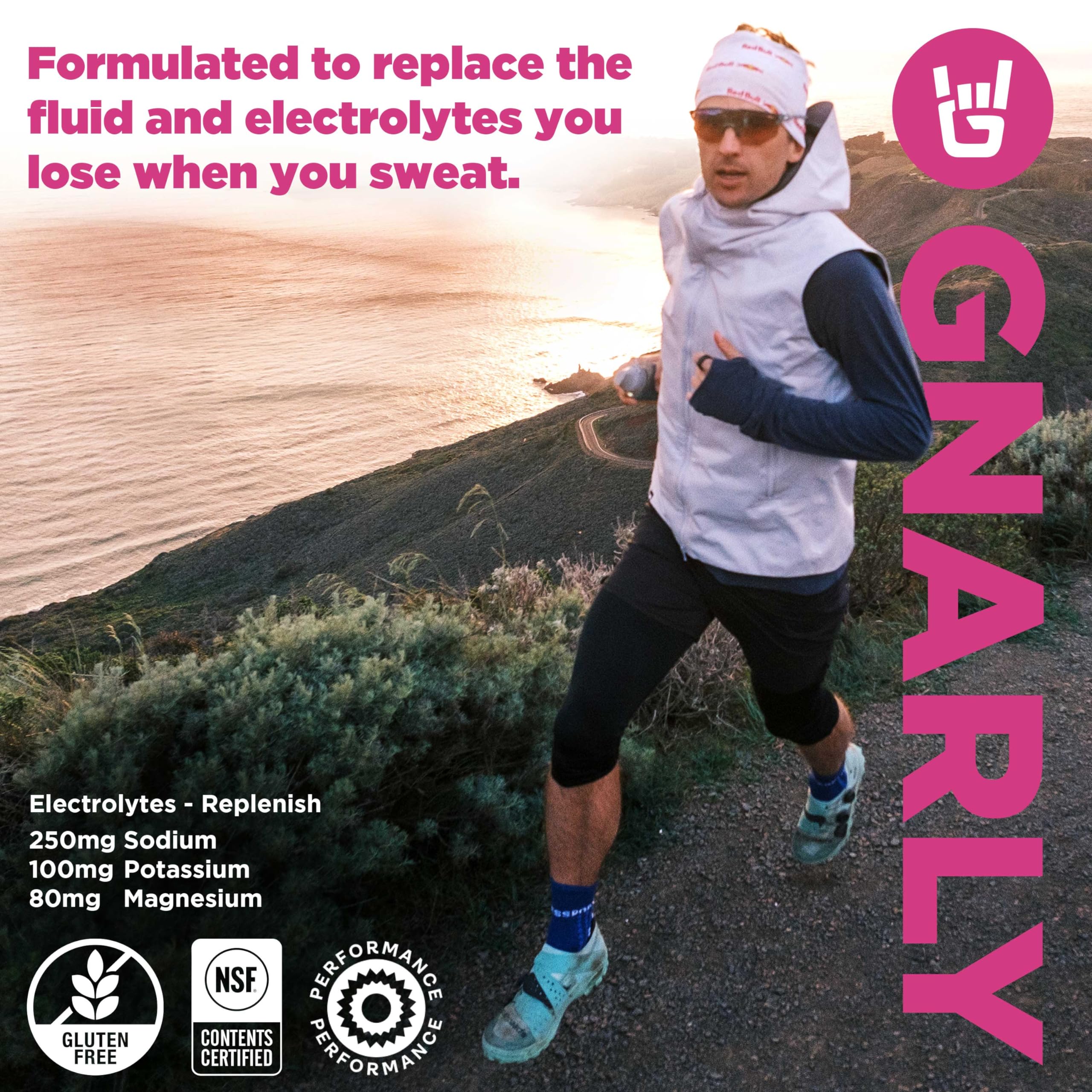 Gnarly Nutrition polvo frambuesa en primer plano muestra textura fina y fácil mezcla