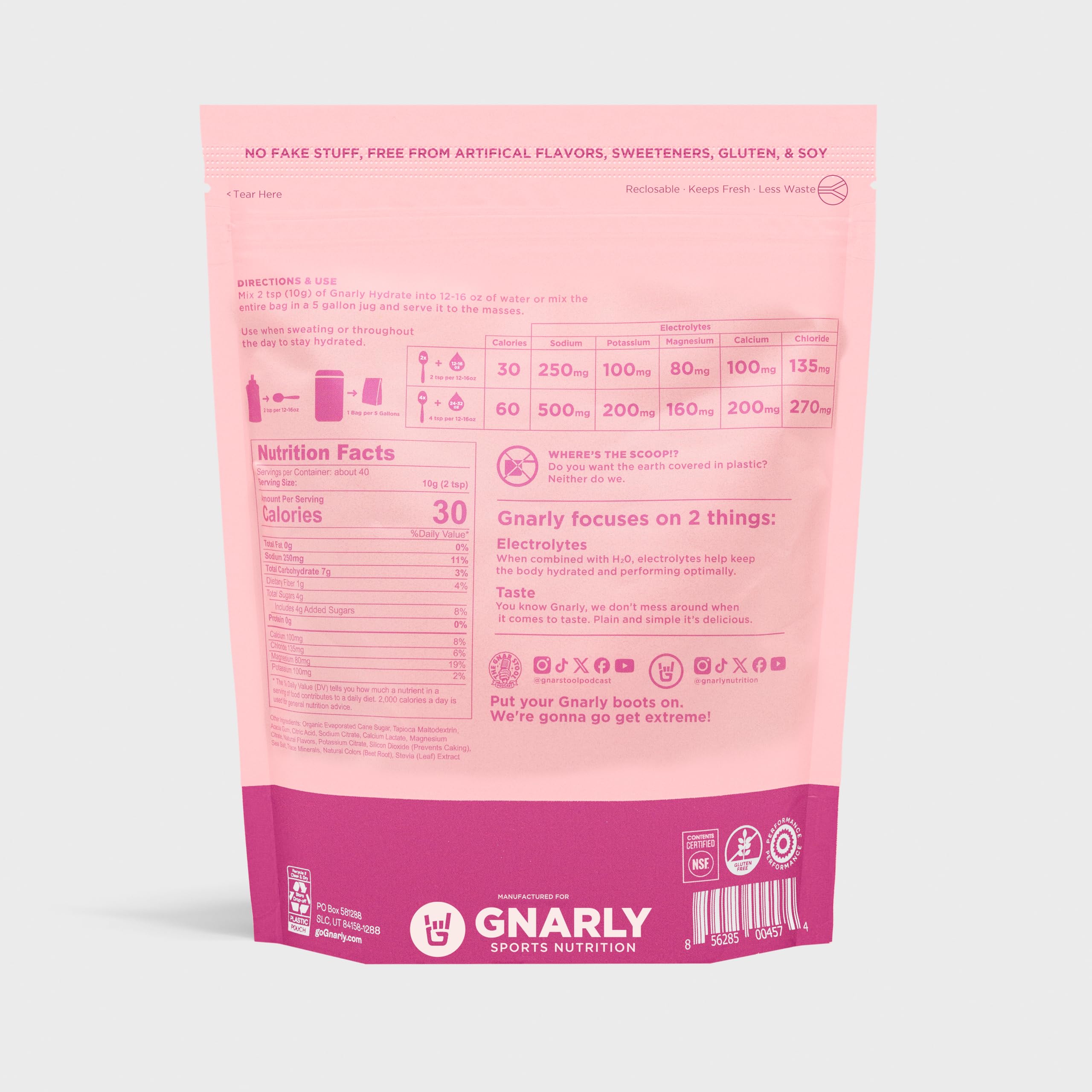 Gnarly Nutrition gráfico de ingredientes principales para entender electrolitos incluidos