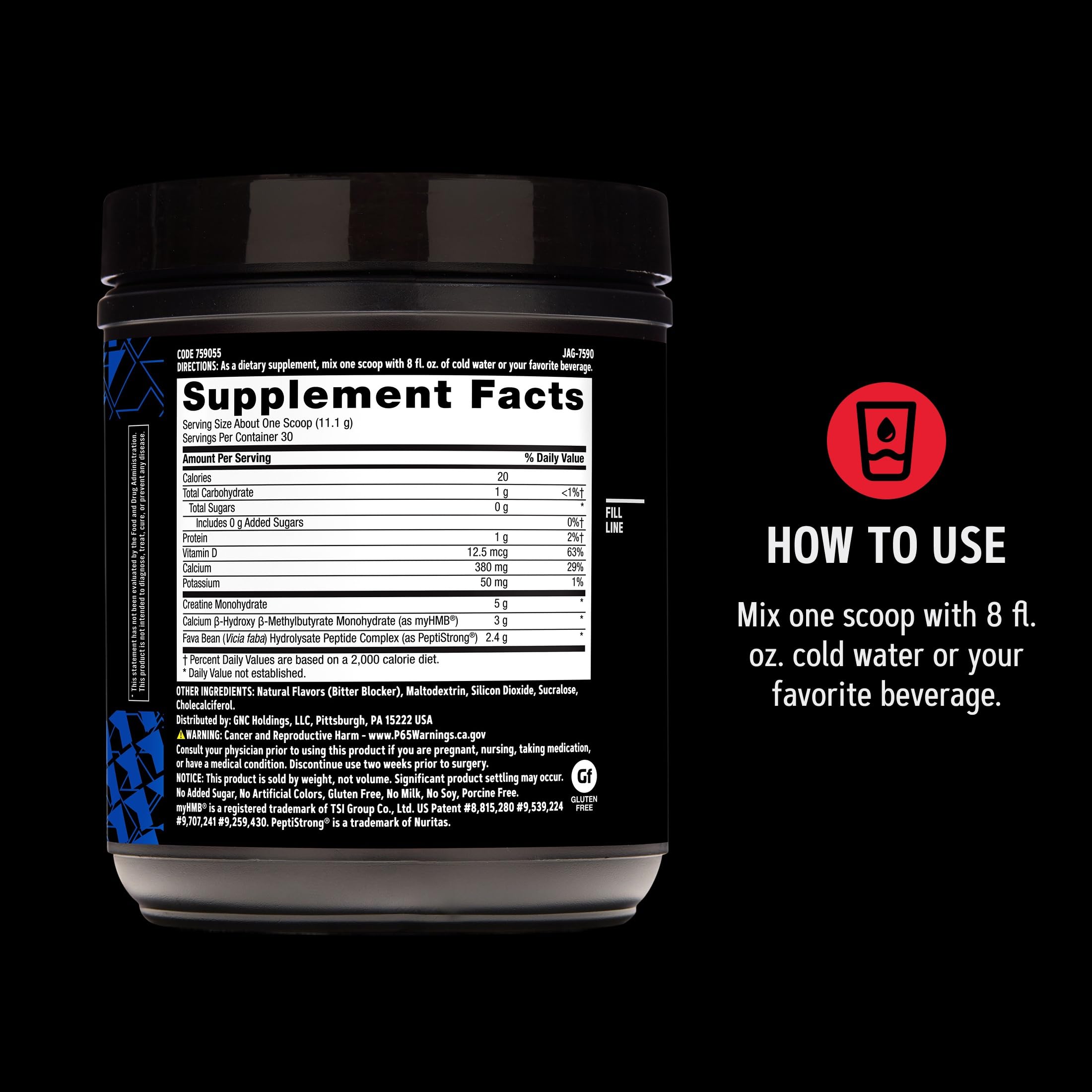 GNC AMP Creabolic en ambiente de gimnasio junto a mancuernas, beneficio rendimiento