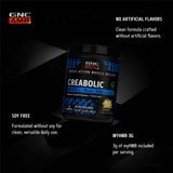 GNC etiqueta Creabolic con tabla nutricional, transparencia en ingredientes