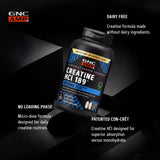 GNC AMP Creatine HCl en ambiente de gimnasio, apoyo al rendimiento en entrenos