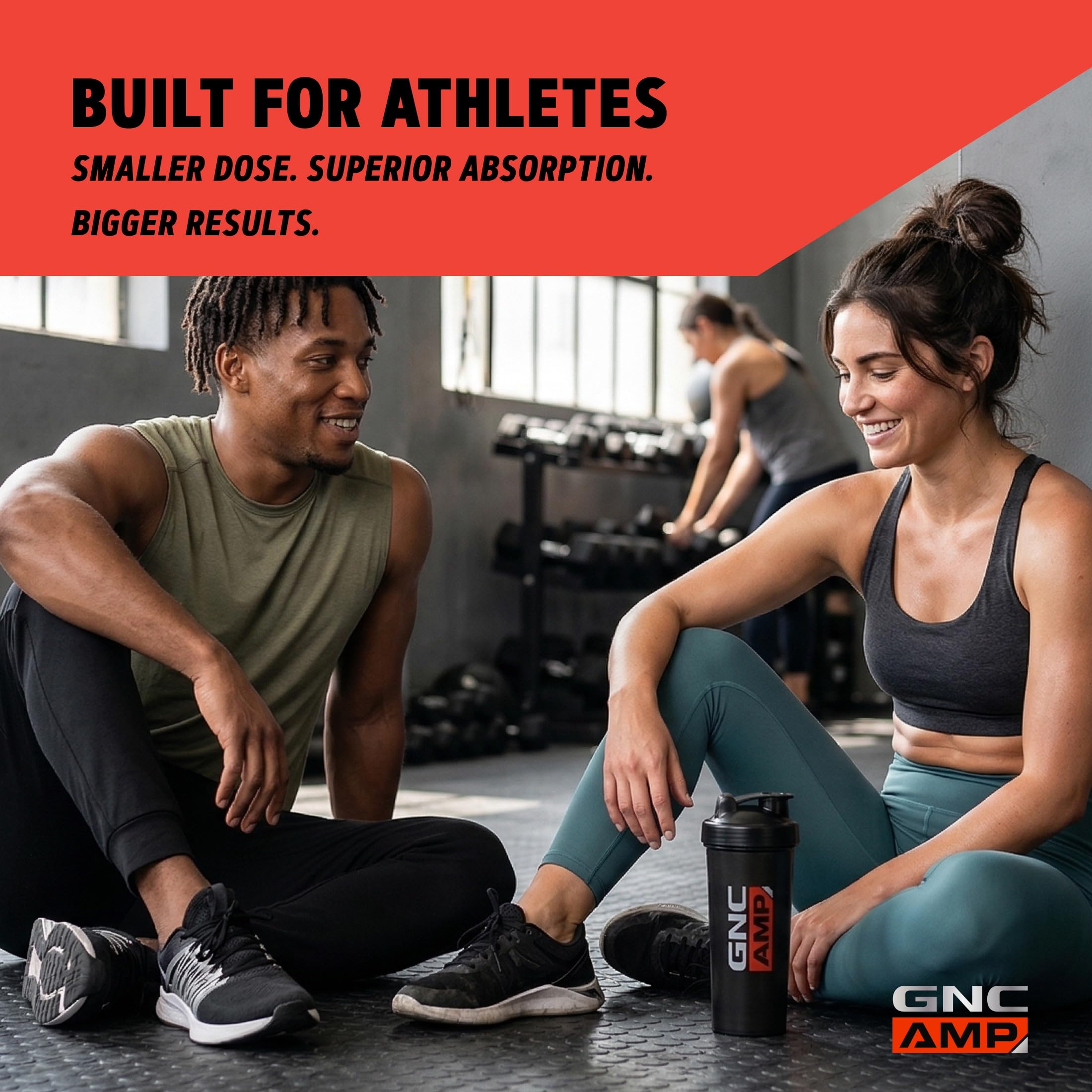 GNC AMP Creatine HCl sello sin gluten visible, opción segura para dietas sin gluten