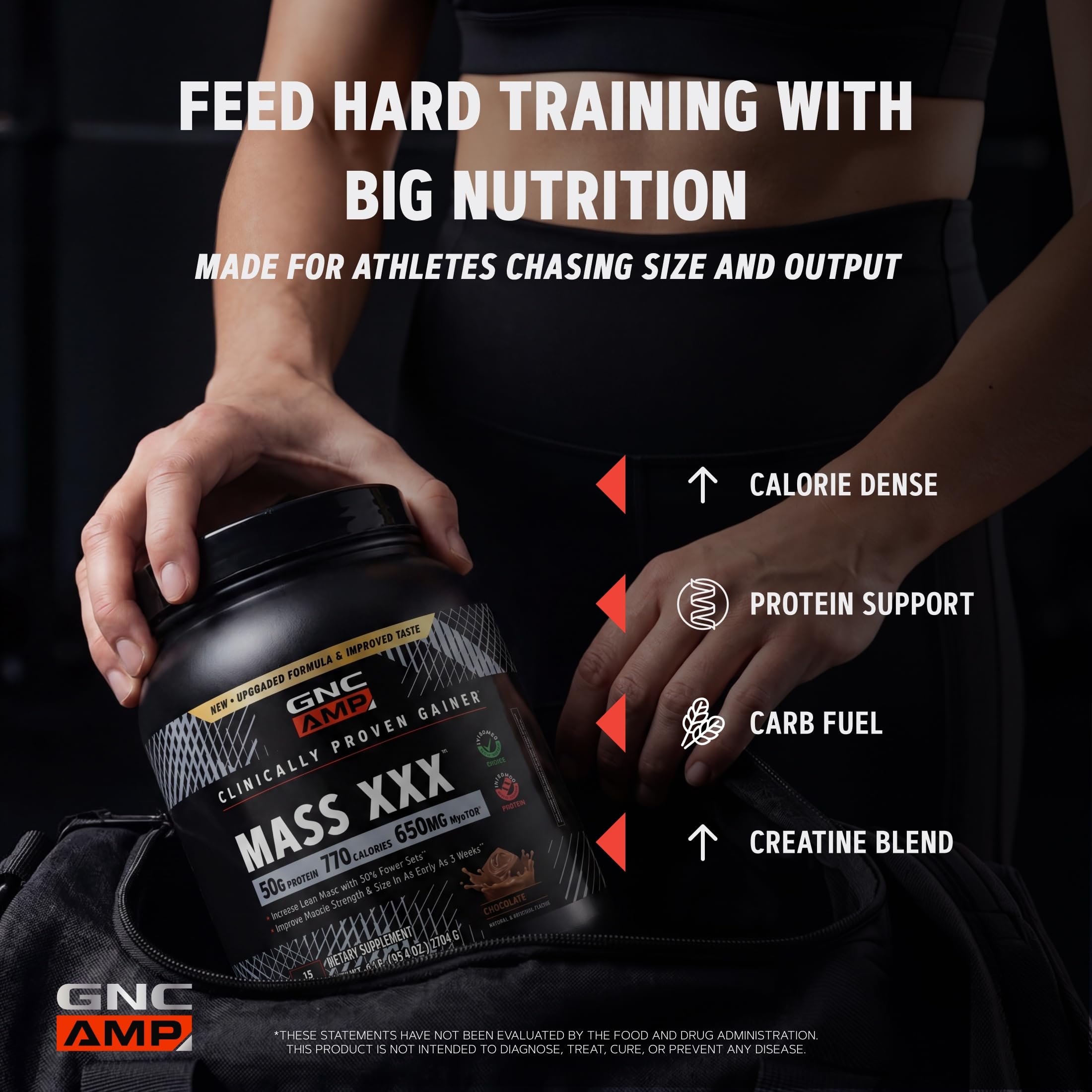 GNC AMP MASS XXX batido preparado en vaso listo para beber, muestra conveniencia post-entreno