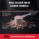 GNC AMP MASS XXX etiqueta nutricional ampliada mostrando 50 g de proteína por servicio