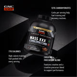 GNC AMP MASS XXX ingredientes destacados con creatina y MyoTOR, explicando componentes clave