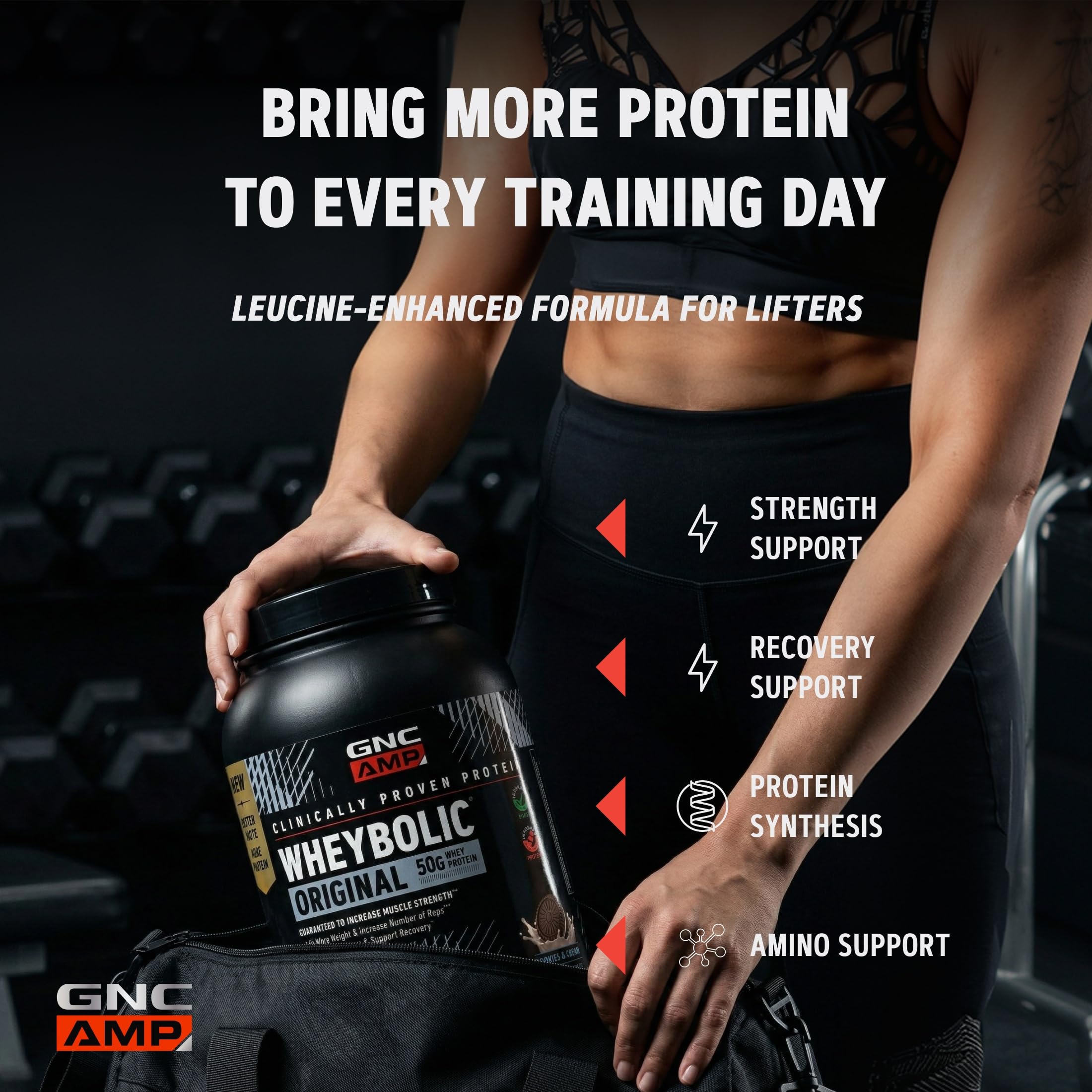 GNC batido Chocolate Fudge servido en vaso, nutrición posentreno rápida