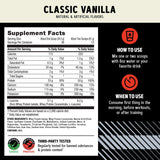 GNC batido vainilla servido en vaso listo para consumo postentreno