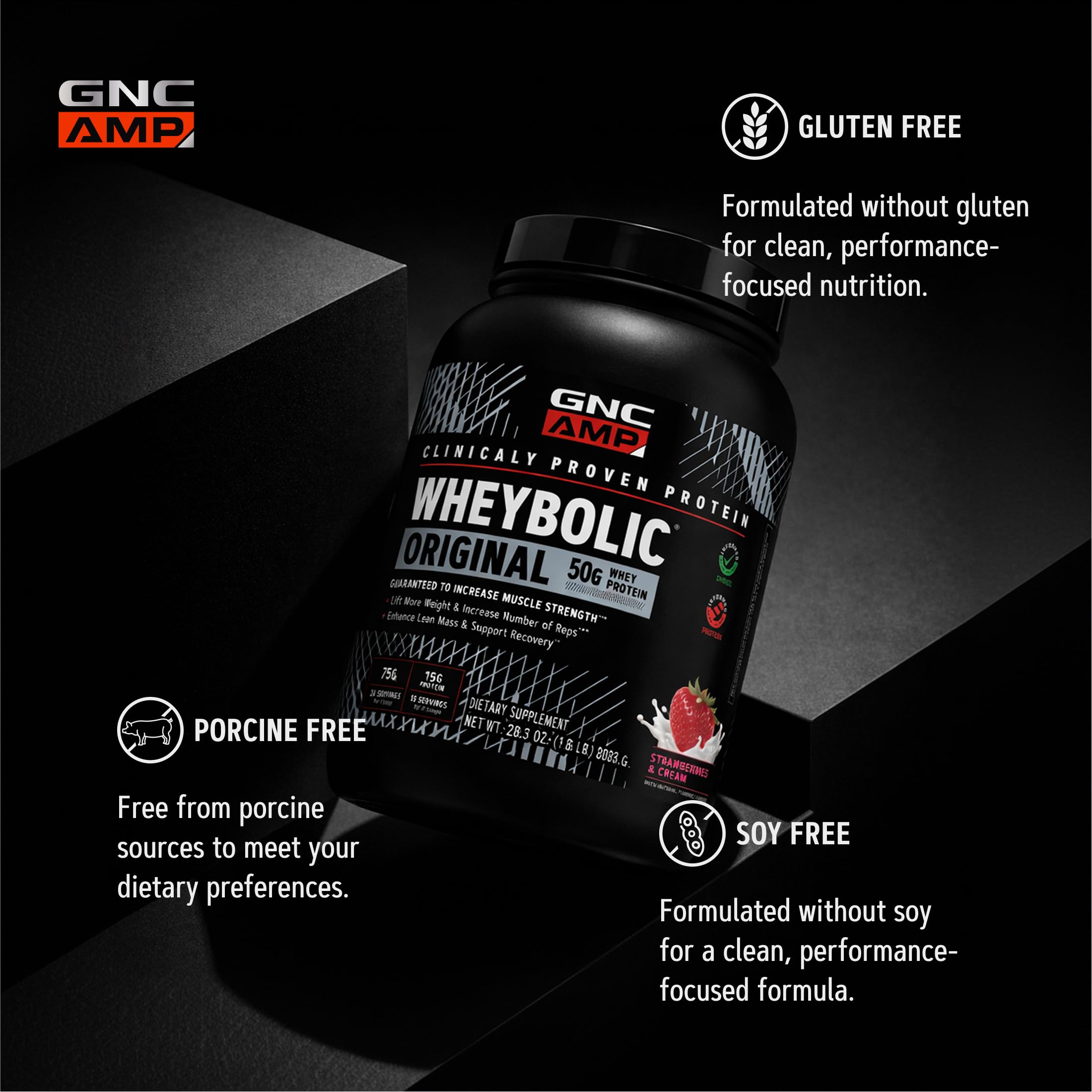 GNC ingredientes clave con foco en leucina, soporte nutritivo para entrenamiento