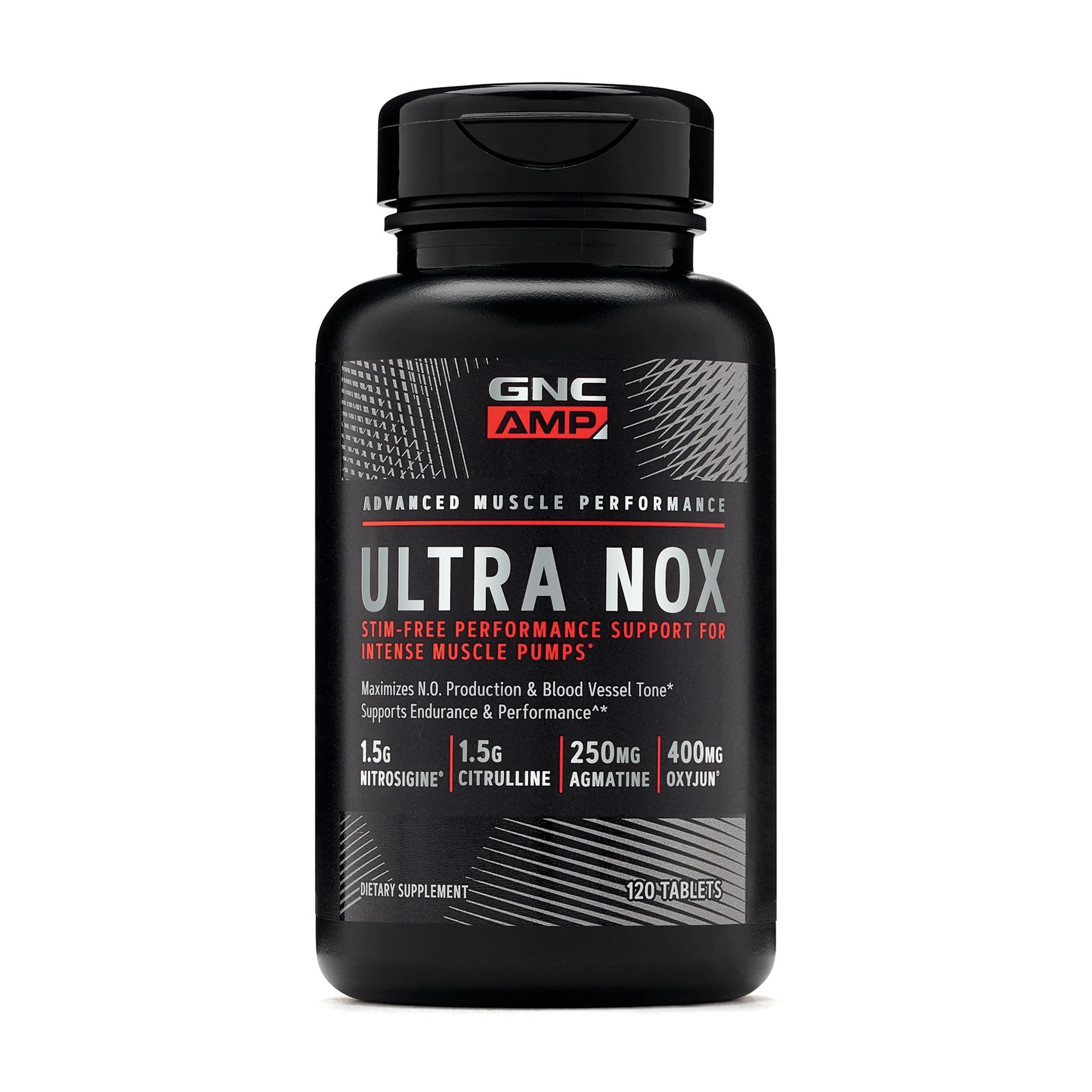 GNC AMP Ultra Nox vista frontal mostrando el envase y fácil identificación