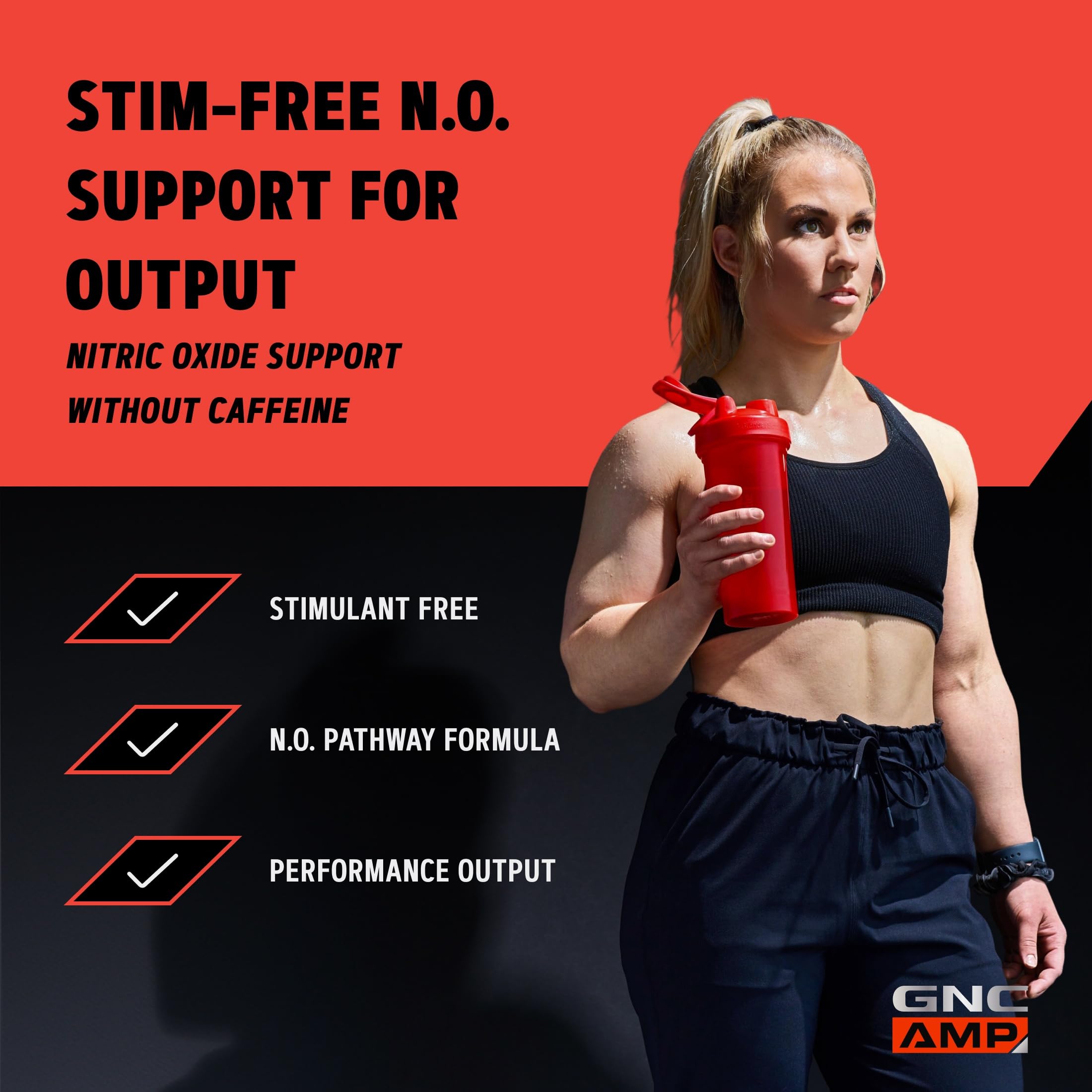 GNC AMP Ultra Nox tabletas en primer plano destacando formato y comodidad