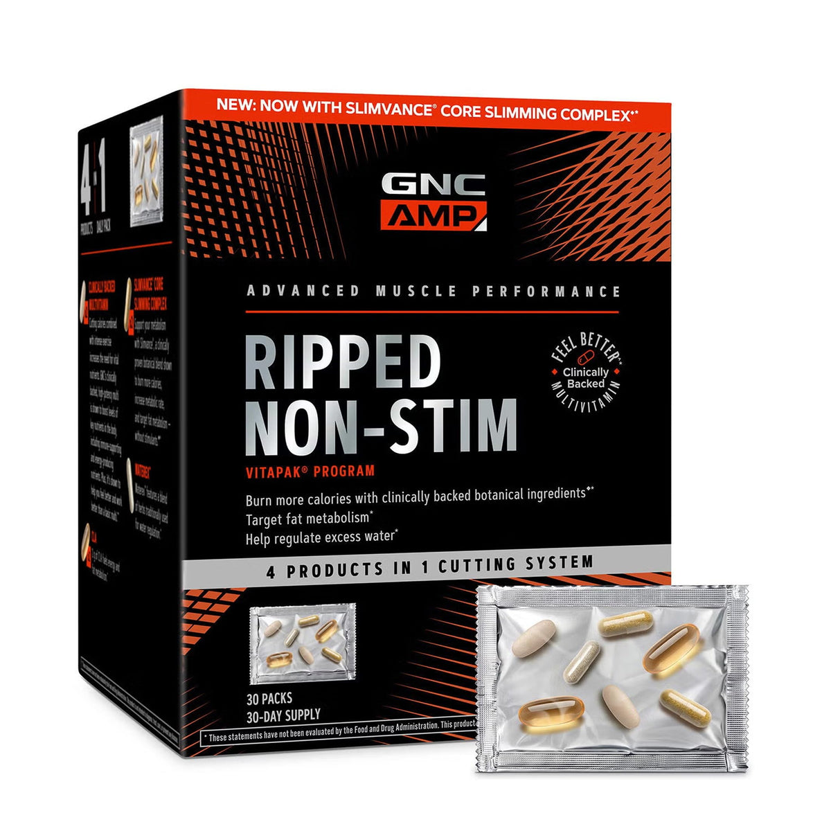 GNC AMP vitapak frontal mostrando el empaque y ventaja de conveniencia