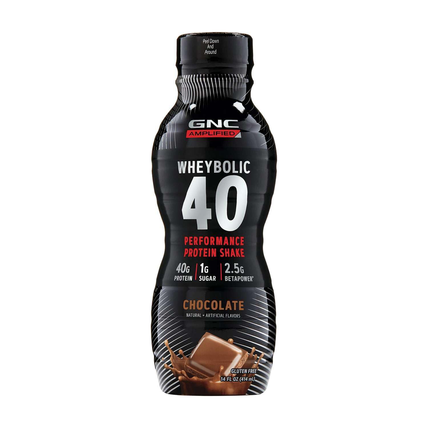 GNC amp wheybolic 40 textura del líquido en primer plano para ver consistencia nutritiva