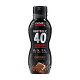GNC amp wheybolic 40 textura del líquido en primer plano para ver consistencia nutritiva