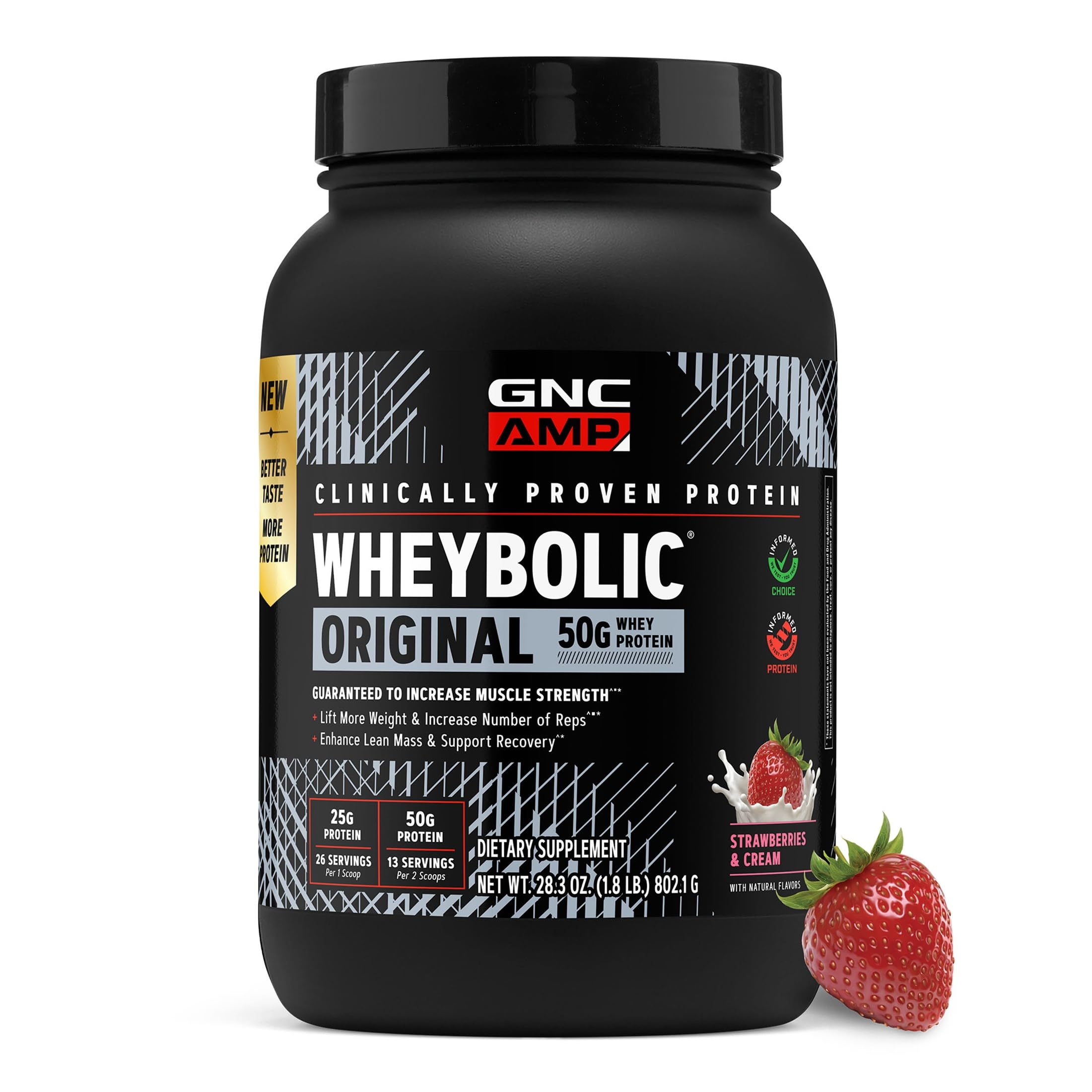 GNC envase frontal mostrando etiqueta y beneficios de proteína