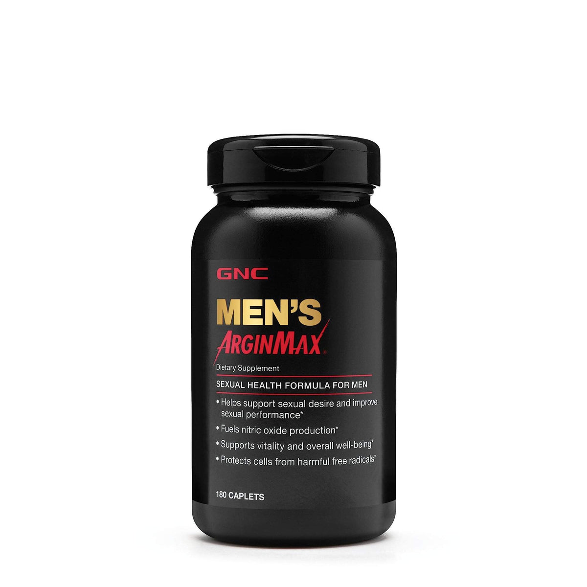 GNC ArginMax envase frontal mostrando 180 cápsulas para apoyo a la vitalidad